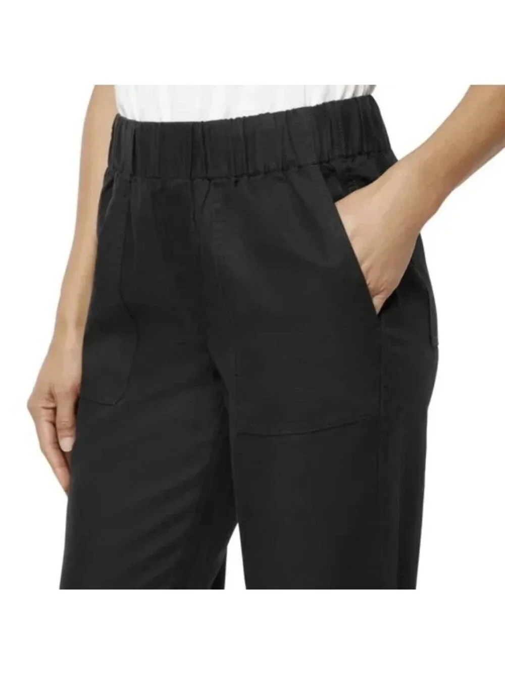 NWT Banana Republic Women's L Linen Blend Tapered Crop Pants Black F1288